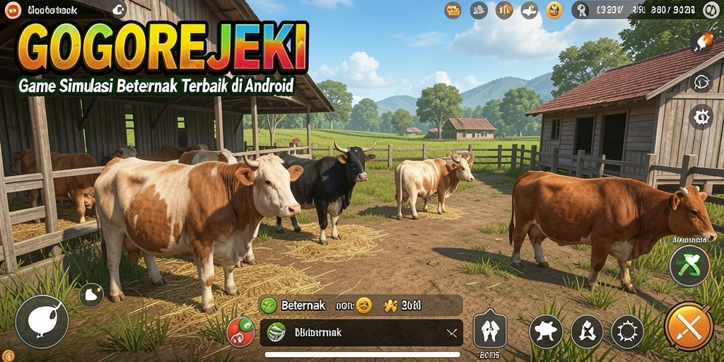 Tampilan antarmuka GOGOREJEKI yang menarik dengan aktivitas beternak.