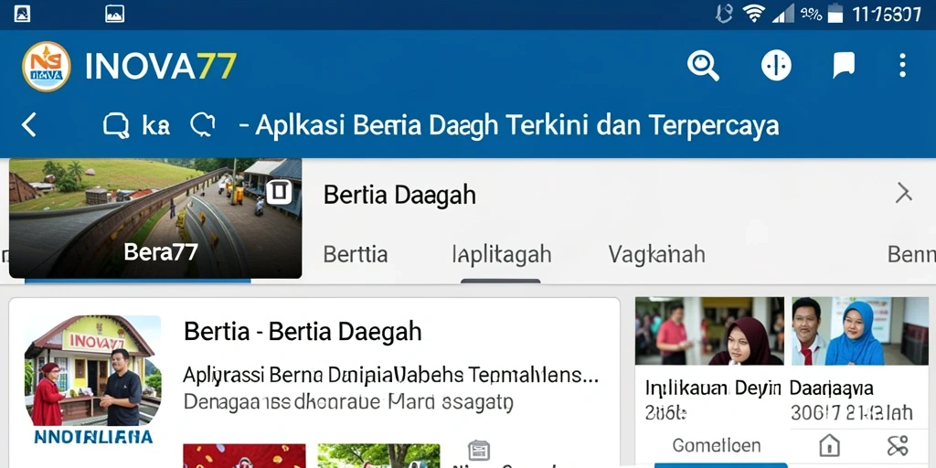 Tampilan antarmuka aplikasi INOVA77 menampilkan berita terkini dan relevan.