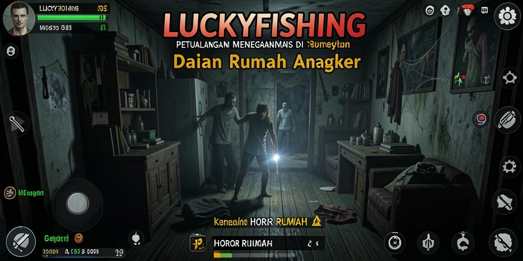 Tampilan menegangkan dari antarmuka game Horor Rumah.