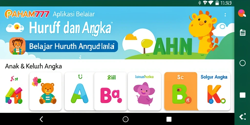 Tampilan antarmuka PAHAM777 dengan aktivitas belajar menyenangkan.