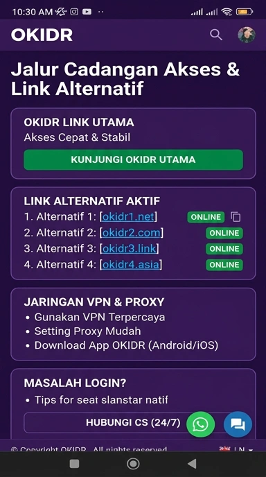 Tampilan link alternatif okidr